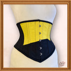Women Black/Yellow Cotton Underbust Corset Steel Boned Waist Cincher