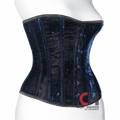 Hot Women Blue Velvet Underbust Corsets Steel Boned Truly Waist Trainer Corsets