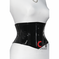 Heavy Duty Steel Boned Under Bust Waist Training Hourglass Black PVC Corset