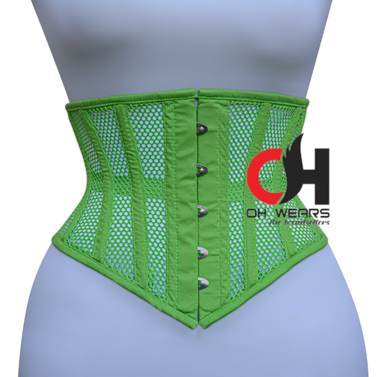 Green Mesh Underbust Corset Steel Boned