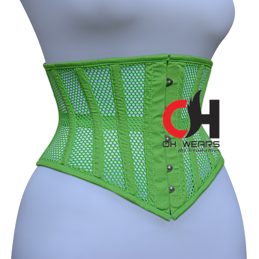 Green Mesh Underbust Corset Steel Boned