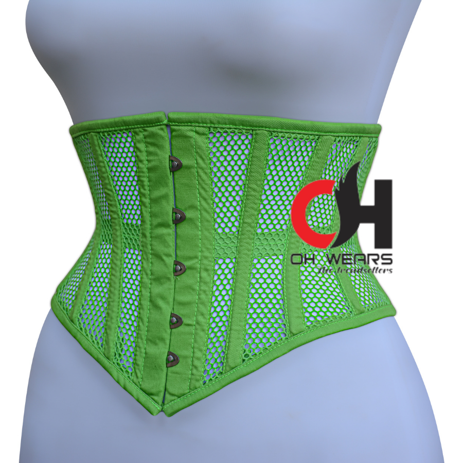 Green Mesh Underbust Corset Steel Boned