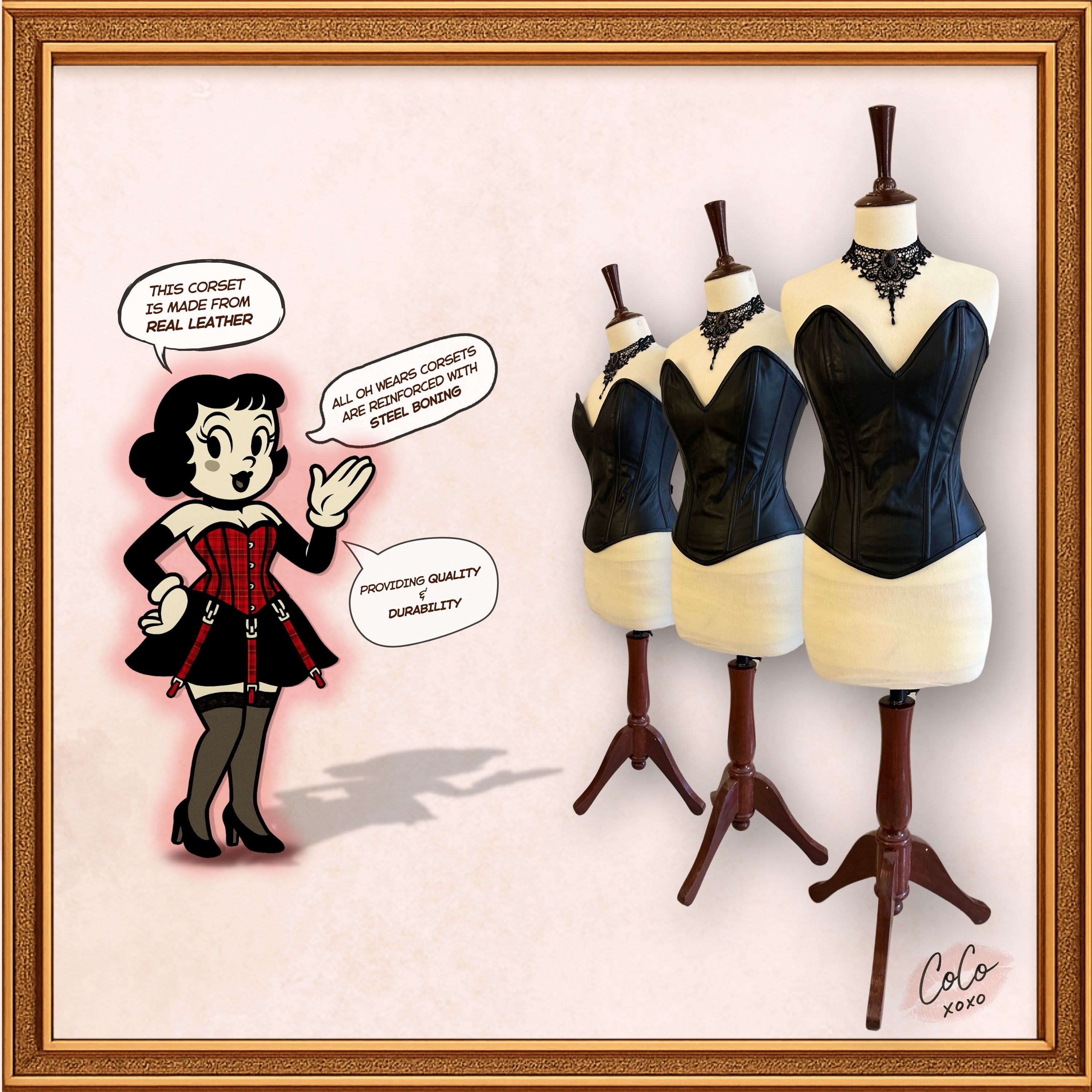 Steampunk Black Leather Overbust Corset Outwear Fashion