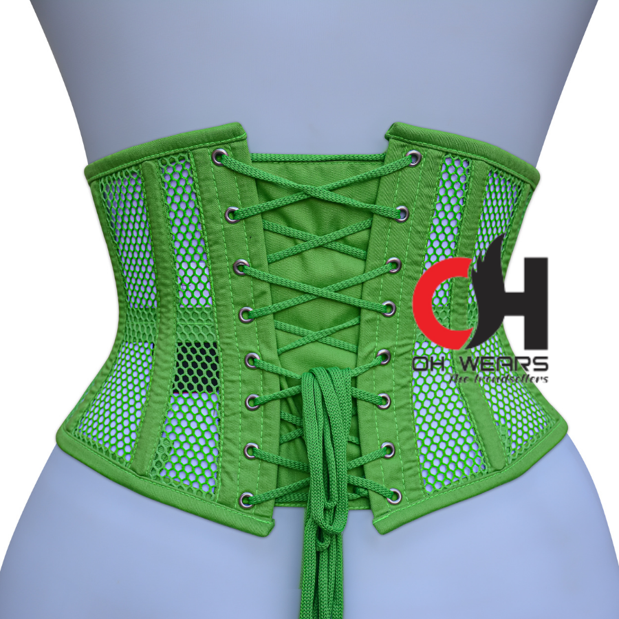 Green Mesh Underbust Corset Steel Boned