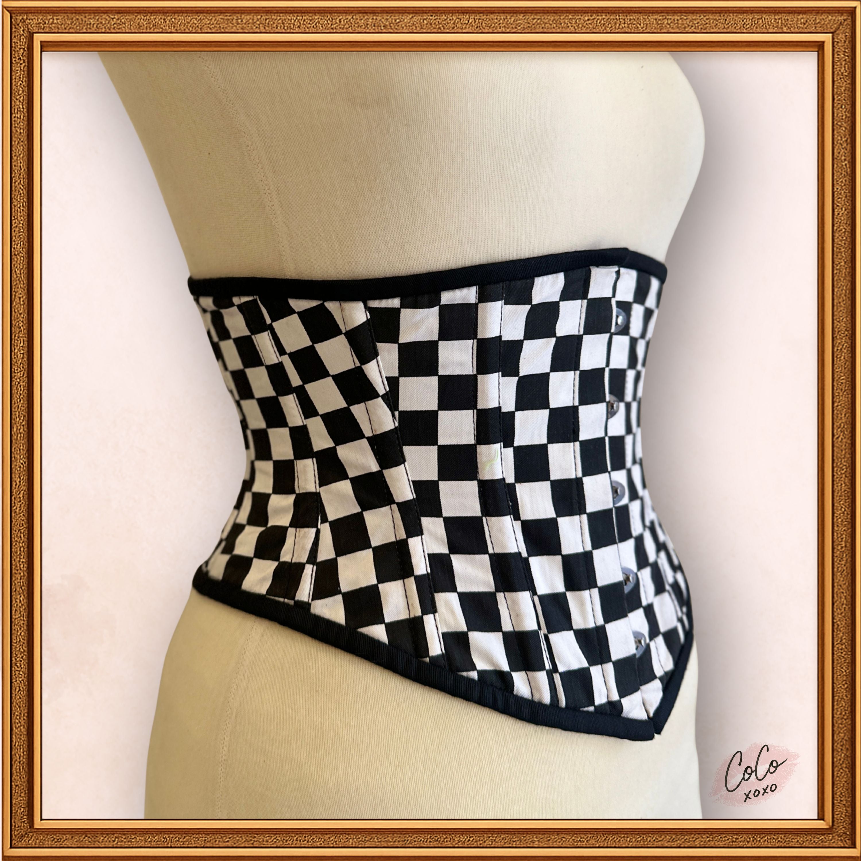 Checkered Black/White Underbust Corset