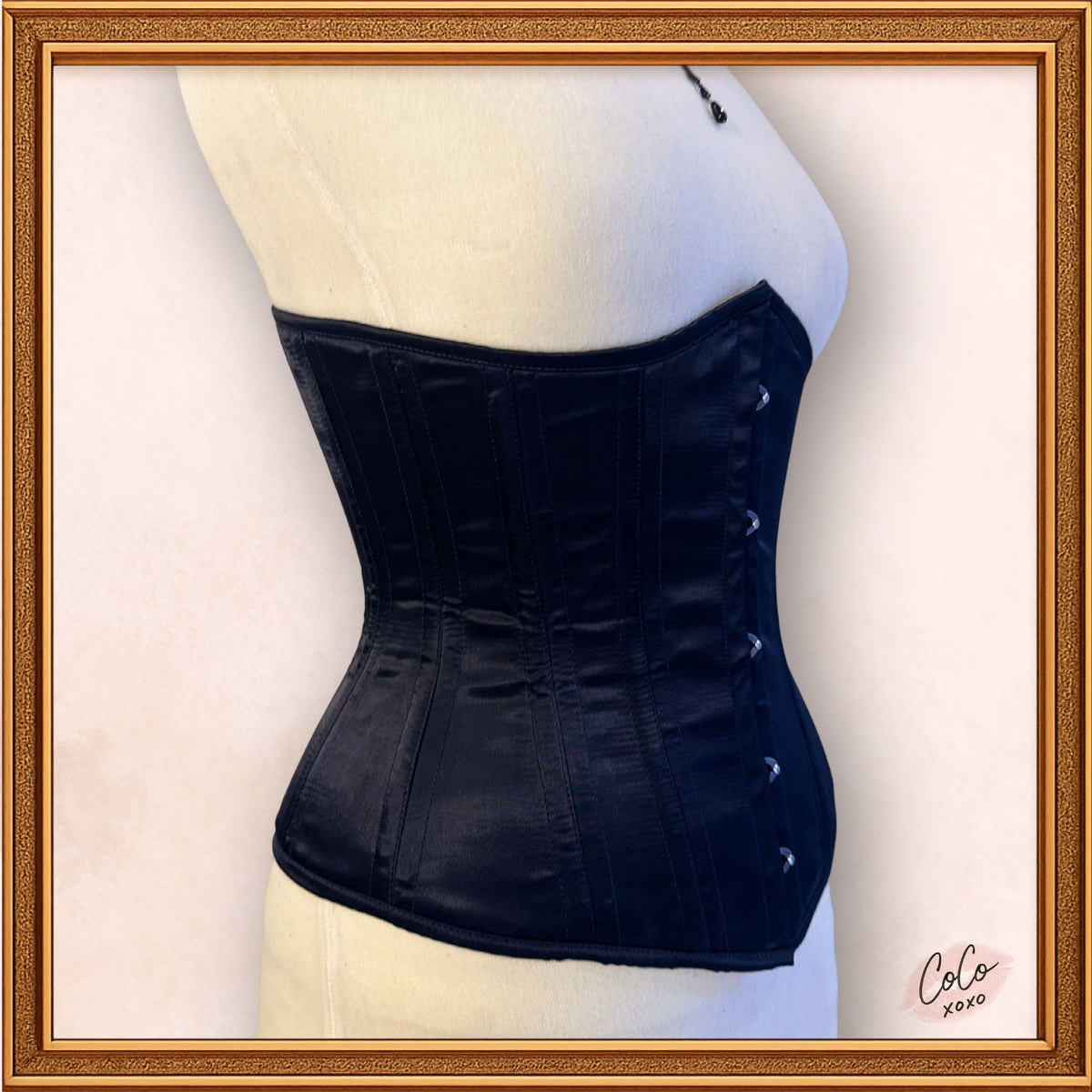 Black Satin Underbust Steampunk Bustier Corset, a closer look