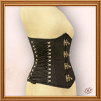 Women Underbust Black Cotton Steampunk Bustier Corset