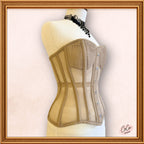 Women Beige Cotton Mesh Overbust Corset