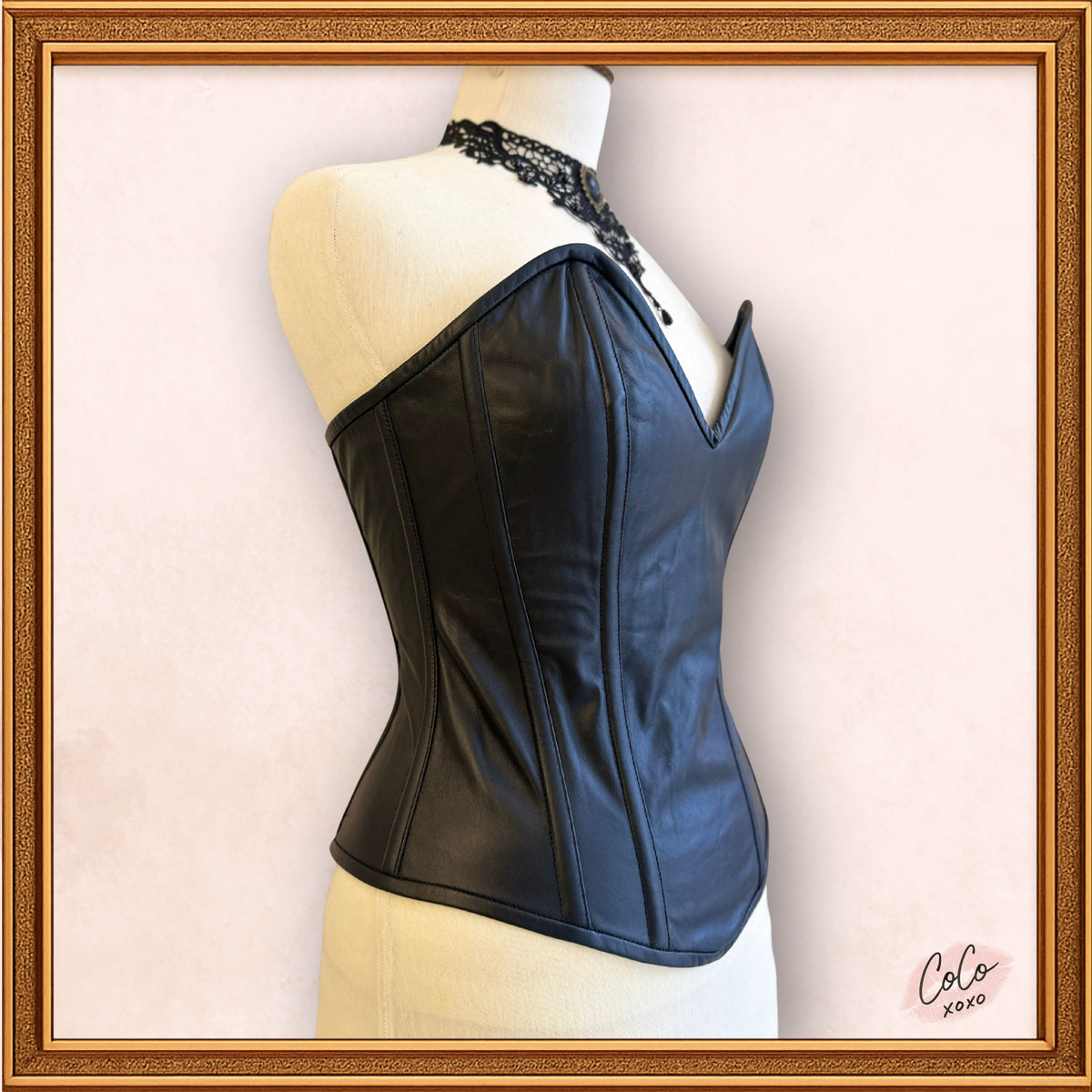 Steampunk Black Leather Overbust Corset Outwear Fashion, a closer look