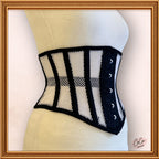 Black/White Cotton Mesh Midbust/Waspie Cotton Corset