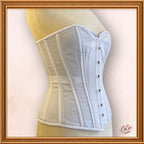 Women White Cotton Overbust Corset Steel Boned Waist Cincher