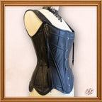 Overbust Black Leather Outwear Corset with Straps