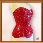 Overbust Shiny Red PVC Buckle Outwear Fashion Corset