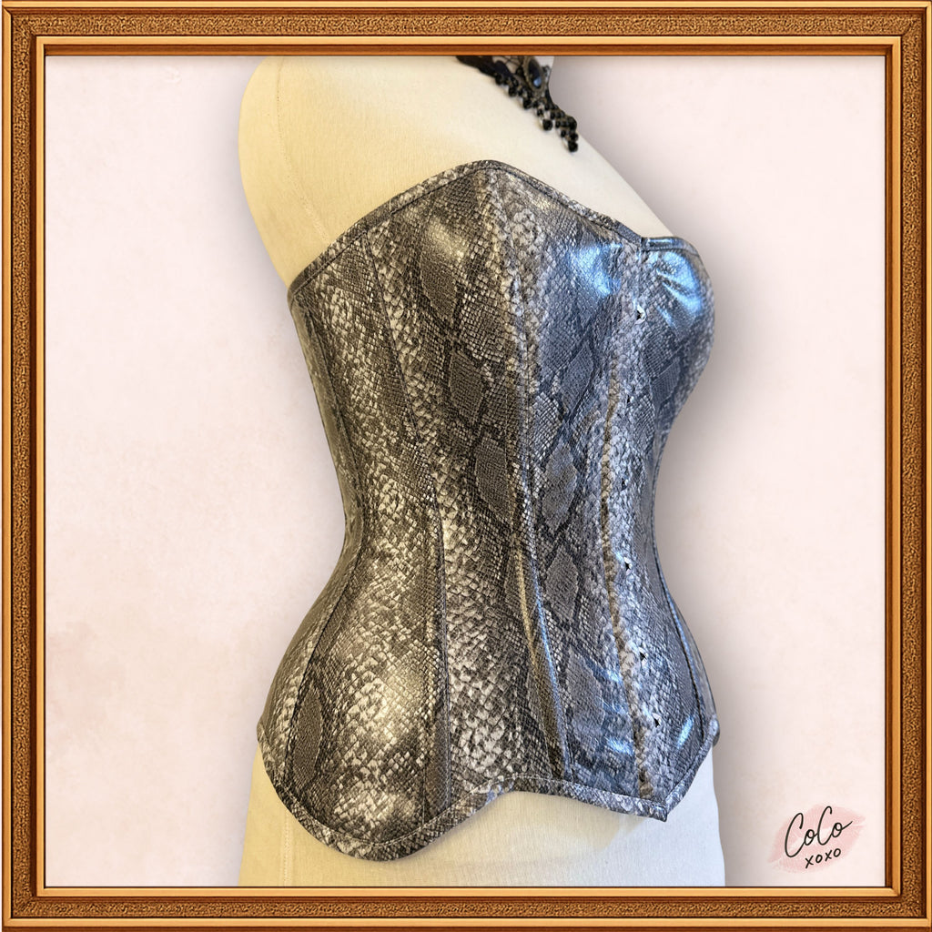 Faux Leather Overbust Snake Print Steampunk Outwear Corset