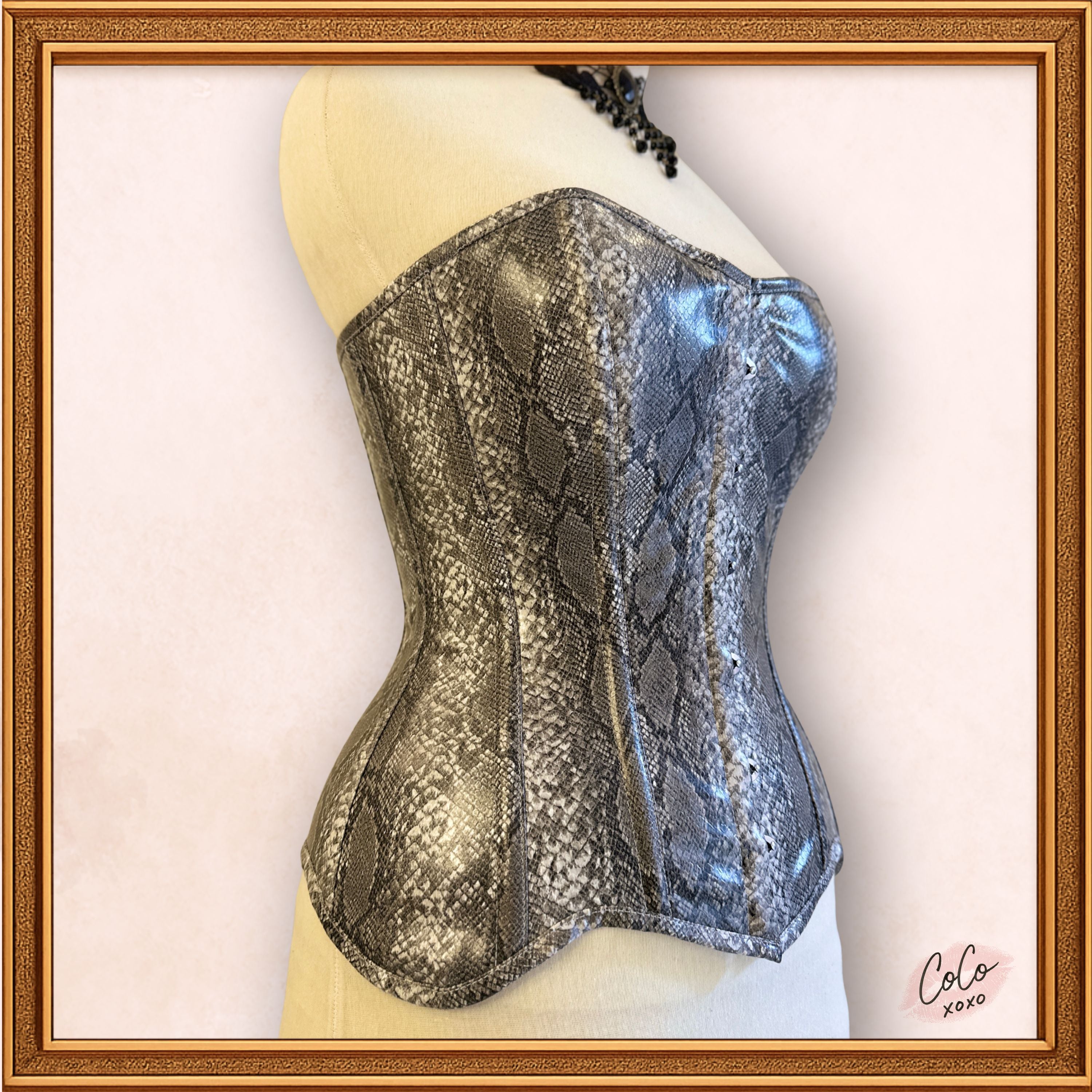 Faux Leather Overbust Snake Print Steampunk Outwear Corset