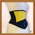 Women Black/Yellow Cotton Underbust Corset Steel Boned Waist Cincher