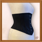 Black Cotton Midbust/Waspie Corset