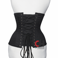 Queen Women Cotton Underbust corsets Double Steel Boned Waist Trainer Black Cotton Corset