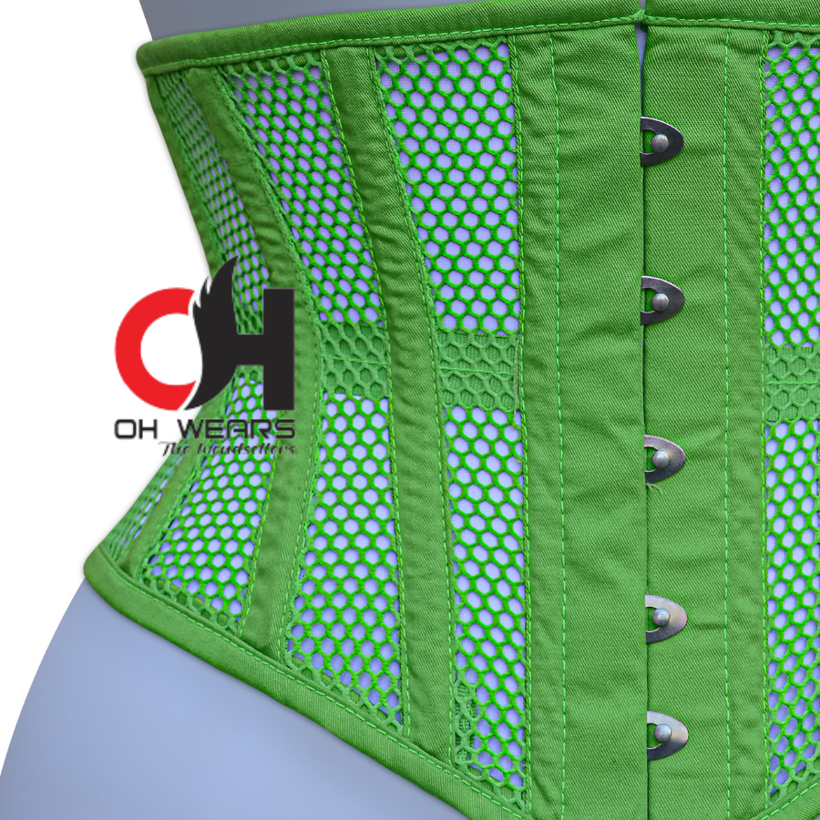 Green Mesh Underbust Corset Steel Boned