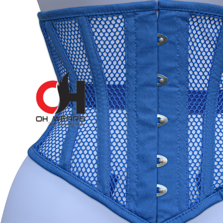 Blue Mesh Underbust corsets - Steel Boned