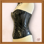 Overbust Black PVC Buckle Zip Up Outwear Fashion Corset