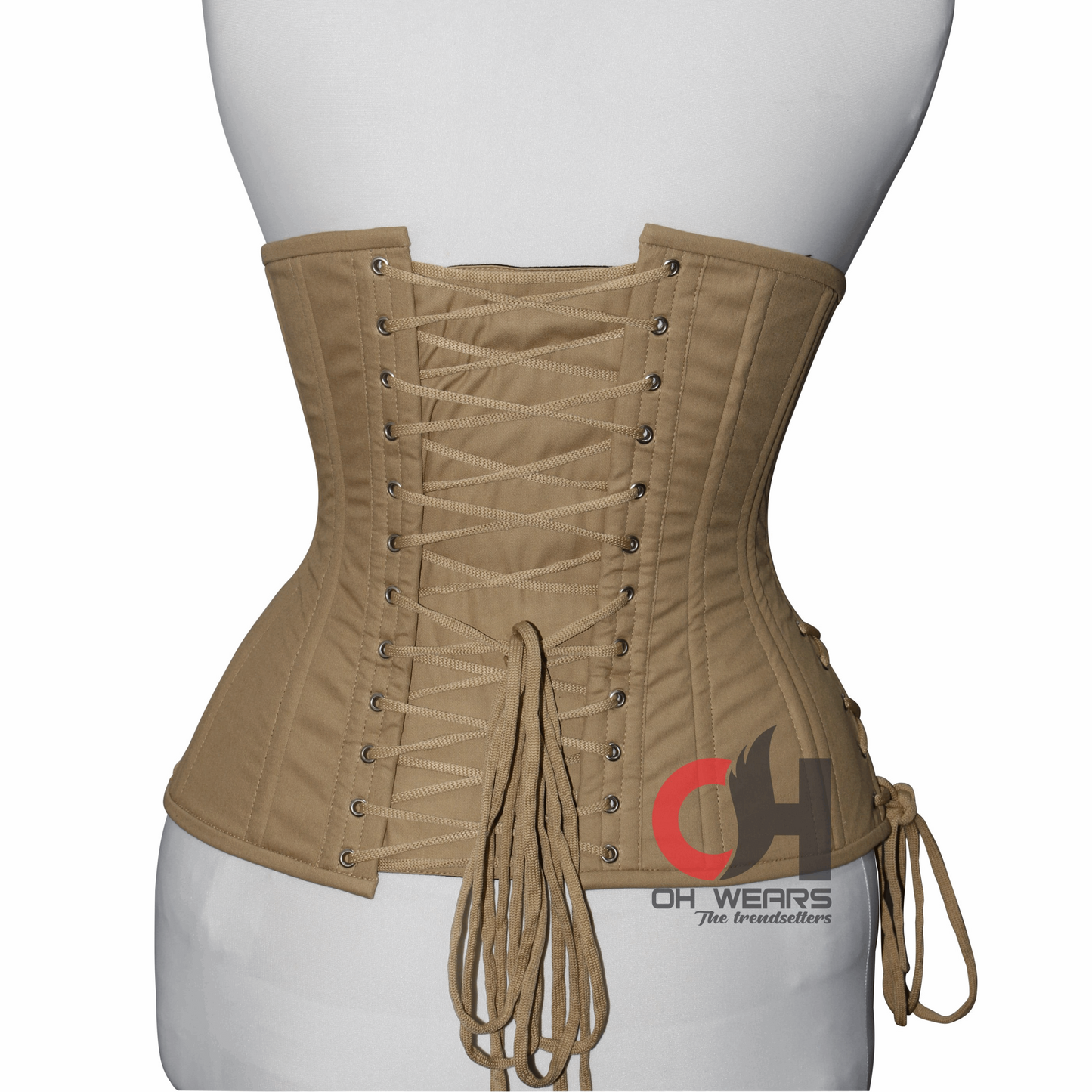 Queen Women Cotton Underbust corsets Double Steel Boned Waist Trainer Beige Cotton Corset OH-04BC Unterbrust Corsage Beige Baumwolle Korsett