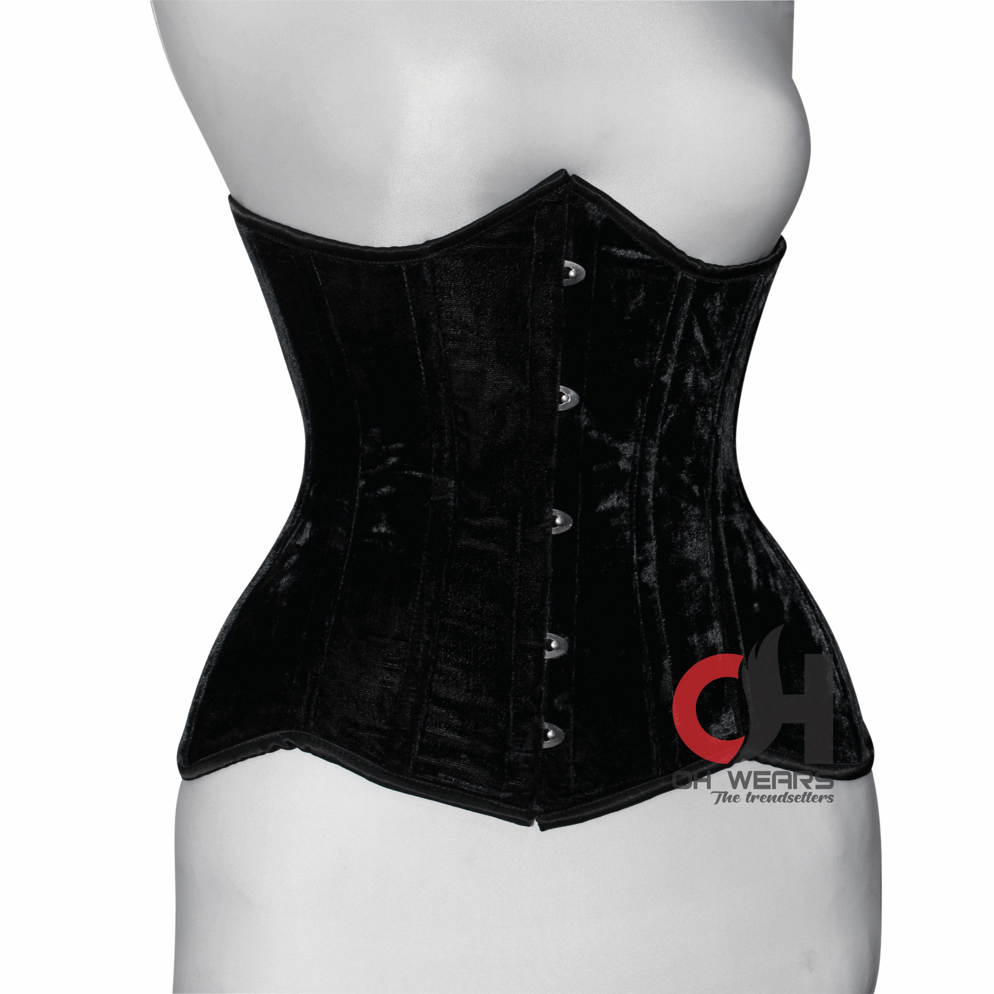 Sexy Women Black Velvet Underbust Corsets Steel Boned Waist Trainer Corsets Velvet Underbust Corset Red Green Lace Up Corset with Buckles