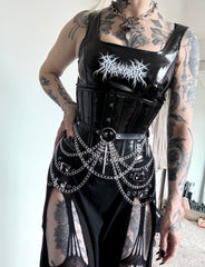 Black PVC Underbust Corset Steel Boned Waist Cincher Fashion Hourglass Corset