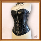 Overbust Black PVC Buckle Zip Up Outwear Fashion Corset