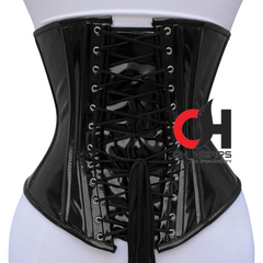 Black PVC Underbust Steel Boned Corset Waist Trainer