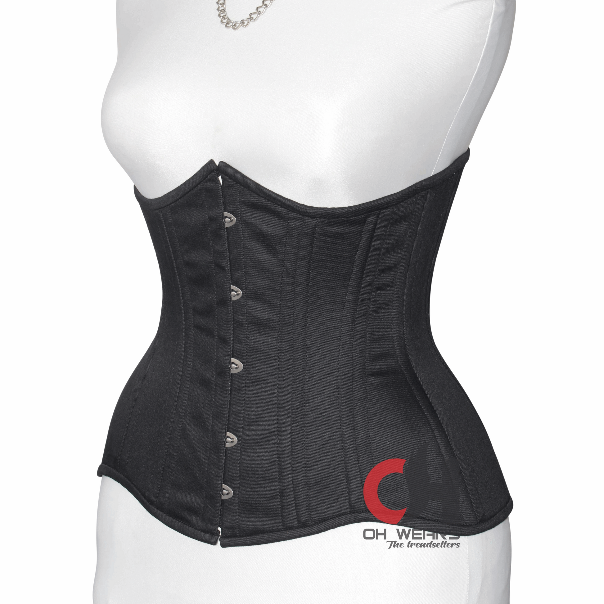 Queen Women Cotton Underbust corsets Double Steel Boned Waist Trainer Black Cotton Corset