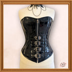 Overbust Black PVC Buckle Zip Up Outwear Fashion Corset
