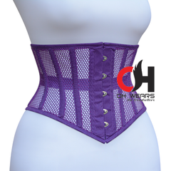 Purple Mesh Underbust Corset Steel Boned Waist Cincher