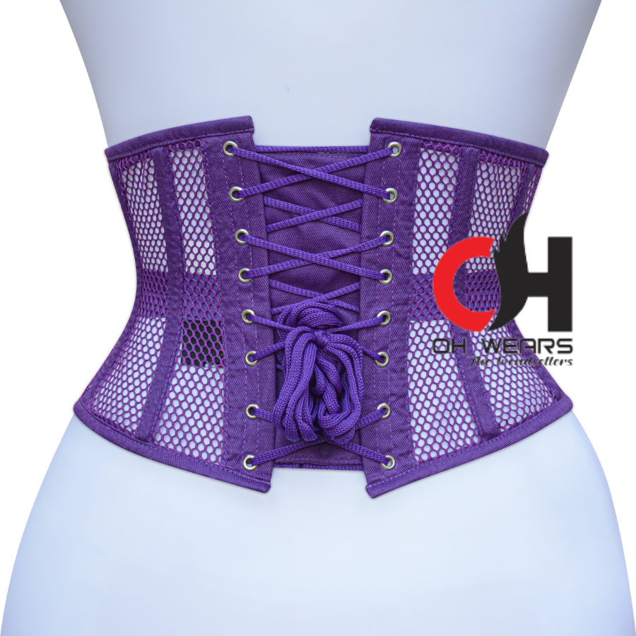 Purple Mesh Underbust Corset Steel Boned Waist Cincher