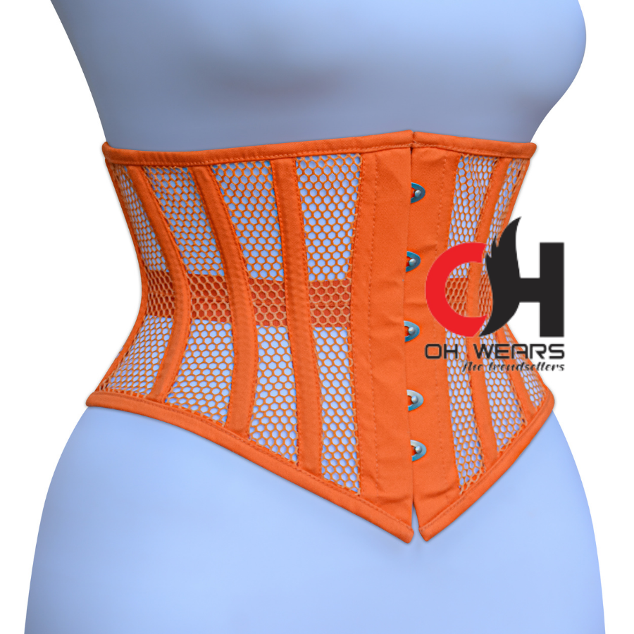 Orange Mesh Underbust Corset Steel Boned Waist Trainer