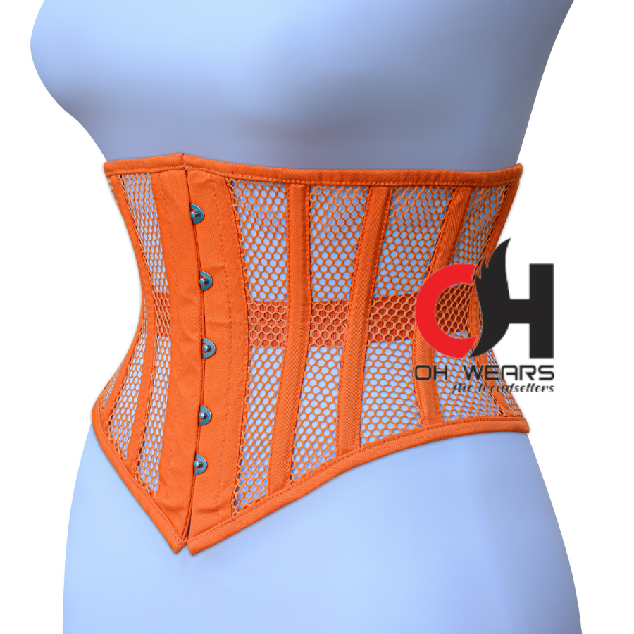 Orange Mesh Underbust Corset Steel Boned Waist Trainer