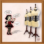 Black/White Cotton Mesh Midbust/Waspie Cotton Corset