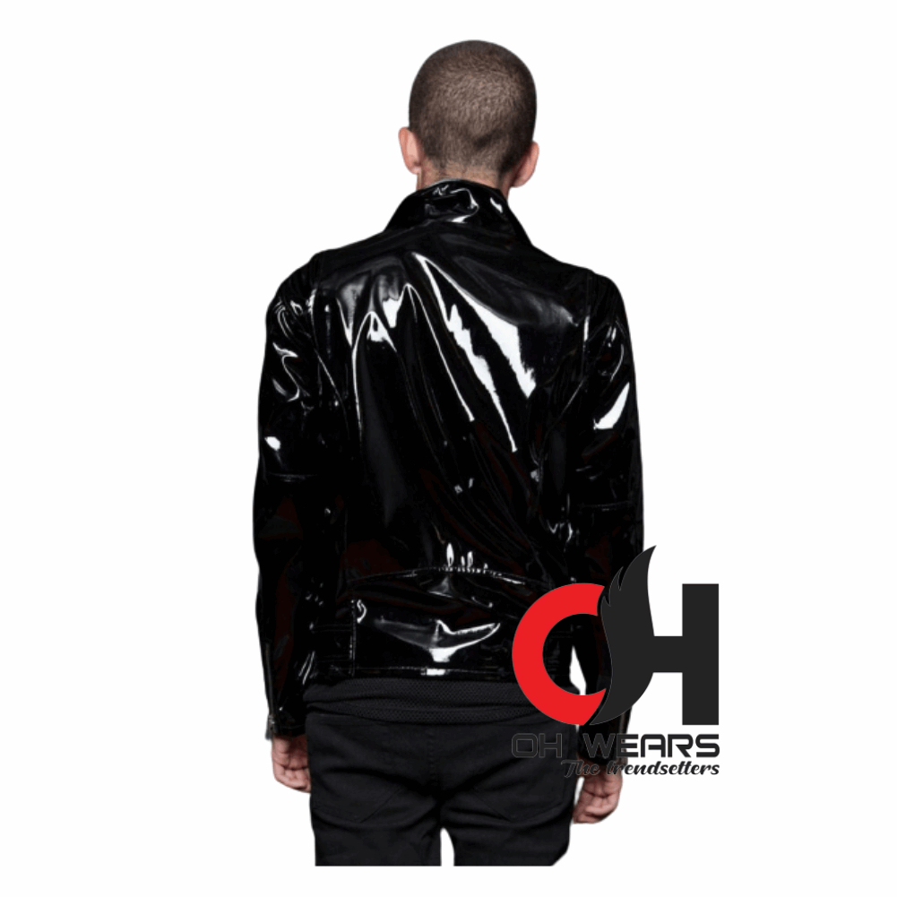 Gothic handmade Gothic Moto Black PVC Vinyl Jacket Stylish Men Motorcycle Jacket Punk Rock EMO Fetish Jacket OH-602-GJ