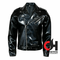 Gothic handmade Gothic Moto Black PVC Vinyl Jacket Stylish Men Motorcycle Jacket Punk Rock EMO Fetish Jacket OH-603-GJ Gothic Wears