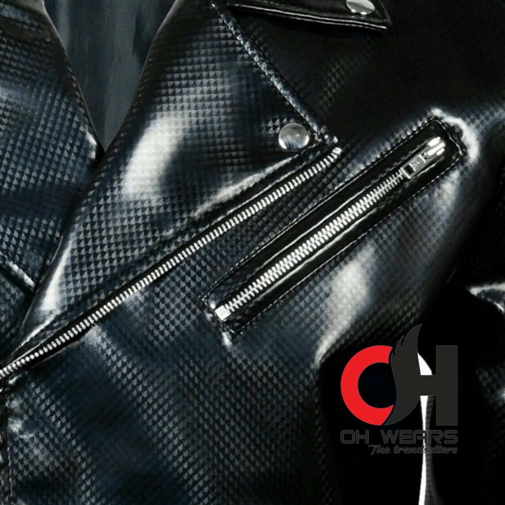 Mens pvc 2025 biker jacket