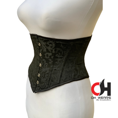 Underbust Black Brocade Steel Boned Fashion Wear Corset Steel Boned Truly Waist Trainer