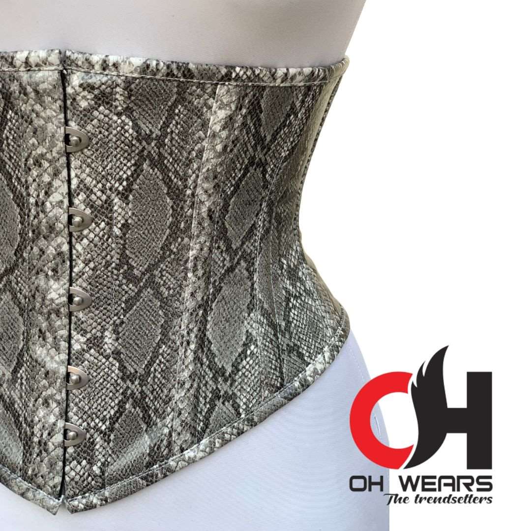 Sexy Women Cobra Faux Leather Underbust Corsets Steel Boned Waist Trainer Steampunk corsage