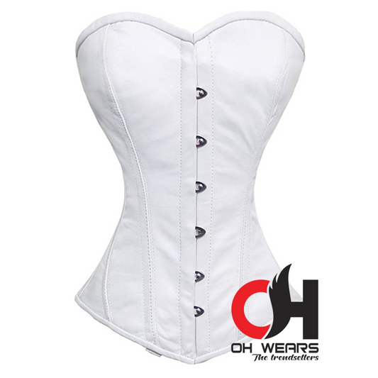 Heavy Duty Steel Boned White PVC Overbust Corset