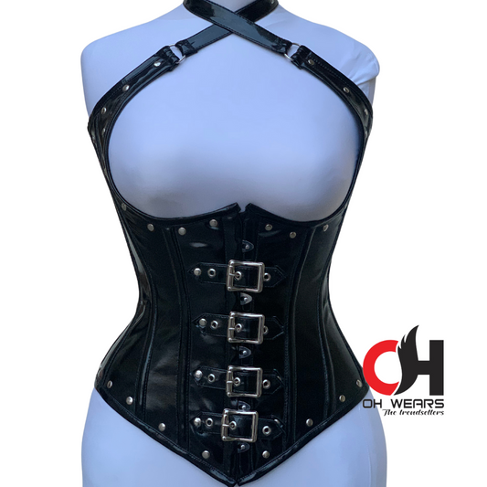 Vintage PVC Buckle Corset With Straps Women Shapewear