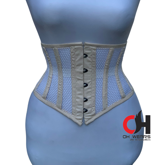 Women Mesh Cotton Underbust Corset Steel Boned