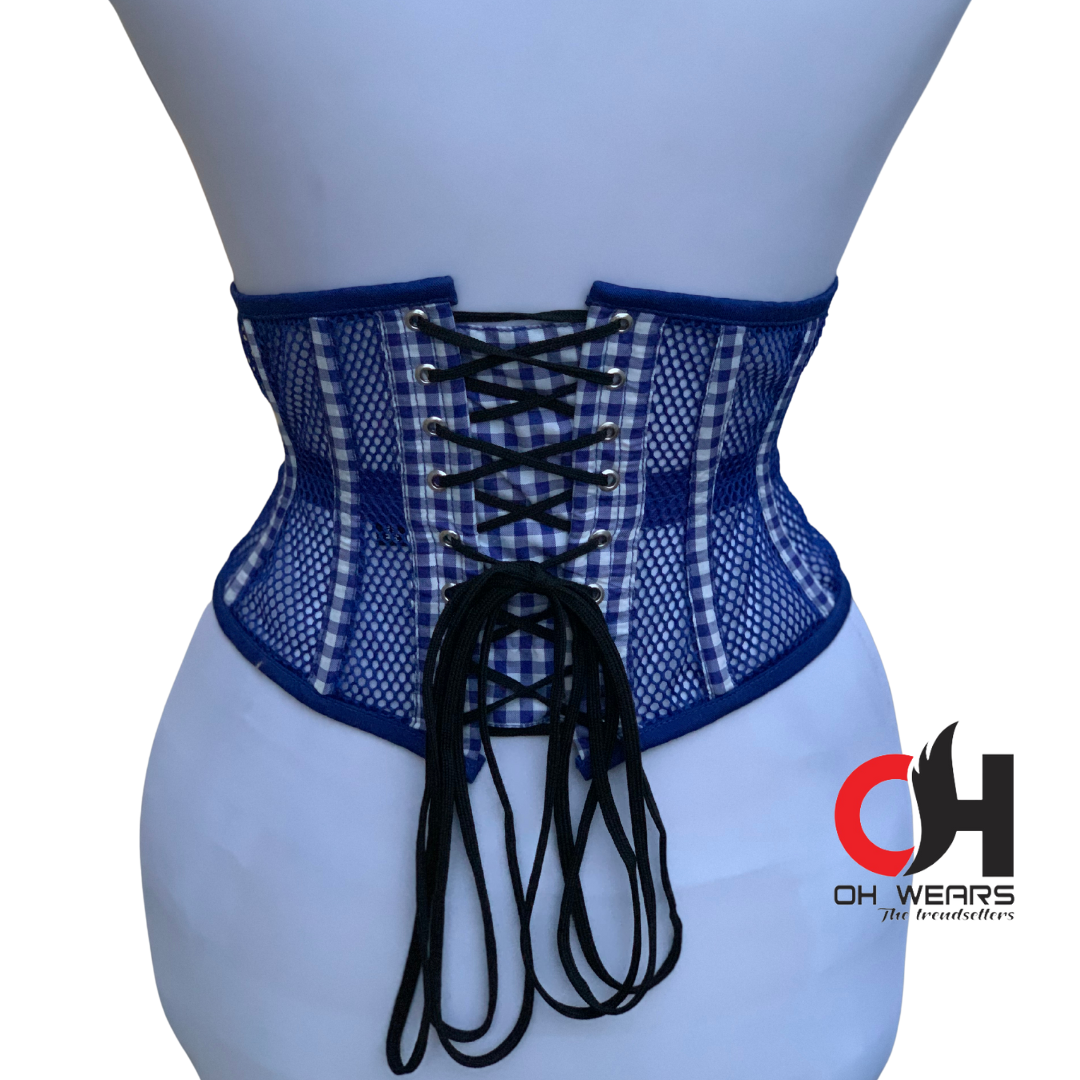 Women Mesh Cotton Underbust Steampunk Waist Trainer Corset