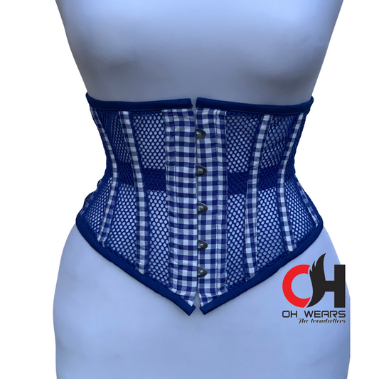 Women Mesh Cotton Underbust Steampunk Waist Trainer Corset