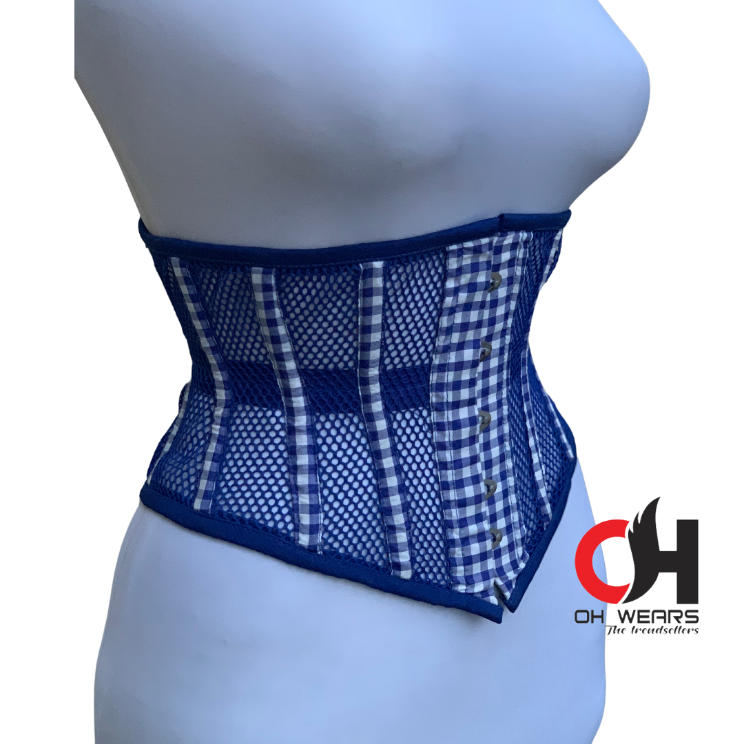 Women Mesh Cotton Underbust Steampunk Waist Trainer Corset