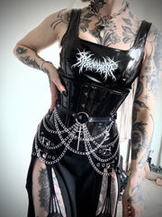 Black PVC Underbust Corset Steel Boned Waist Cincher Fashion Hourglass Corset