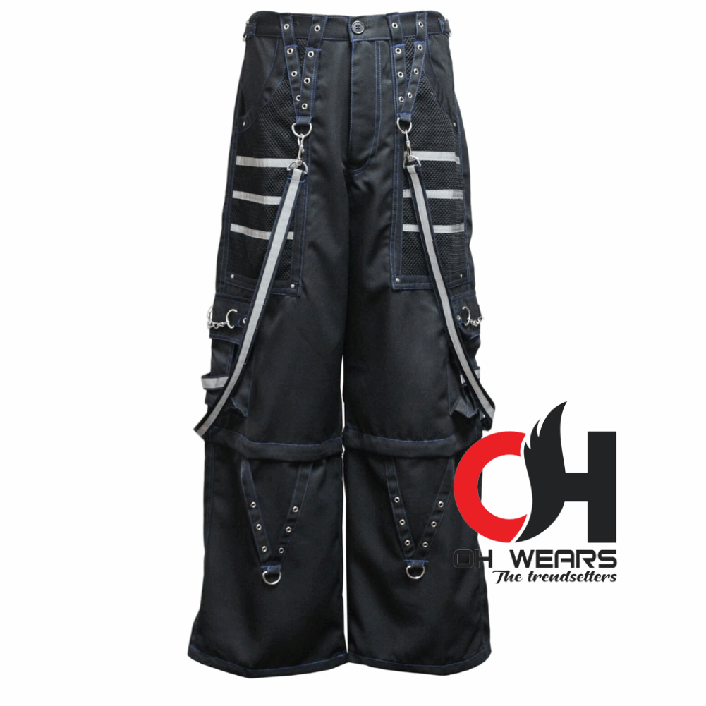 Gothic handmade Bondage Reflective Men Pant 6 pockets Punk Rock Trouser Pant Shorts OH-440-GT